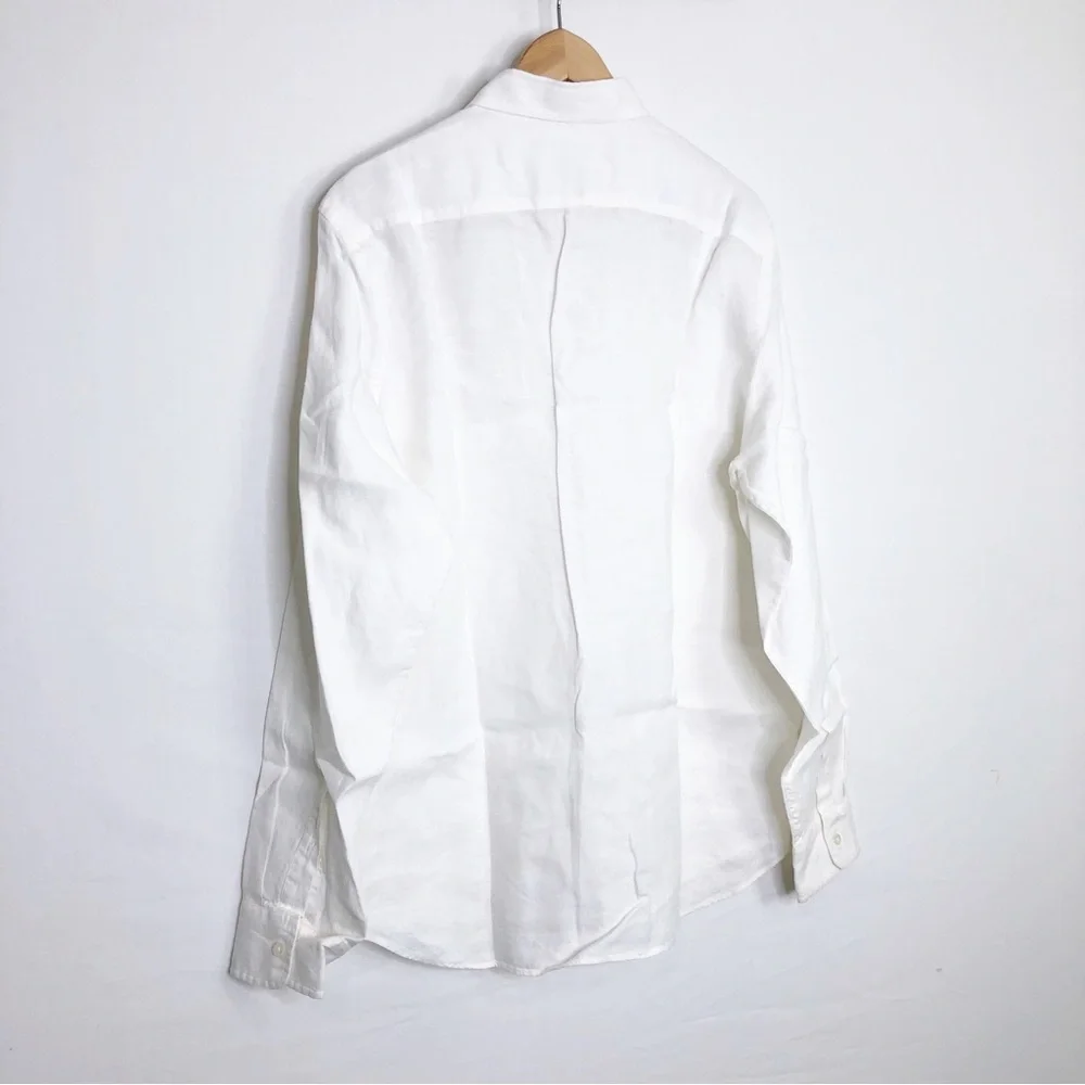 J.Crew white Irish linen, button-down shirt by Baird Mc Nutt
